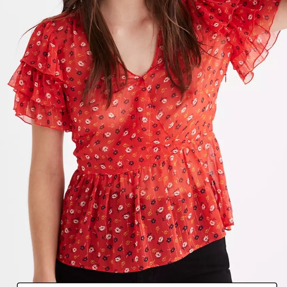 Madewell tiered sleeve Peplum top